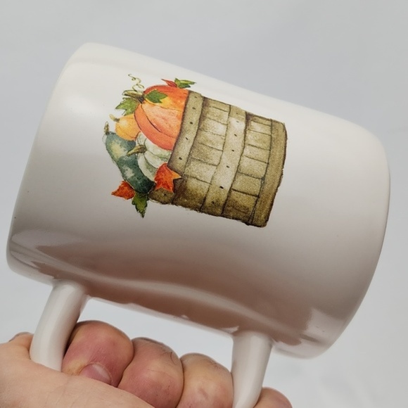 ⭐️2/ $50⭐️ Rae Dunn Double  Sided Mug Large Letters HAPPY FALL & Pumpkin Basket - Picture 5 of 9